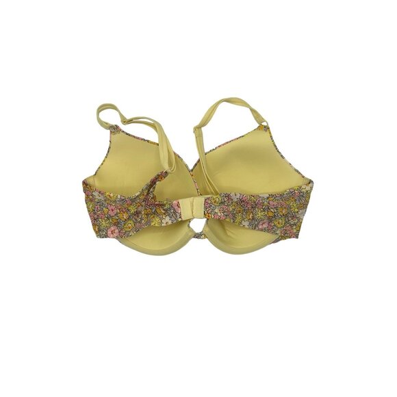 Vintage Victorias Secret Yellow Floral Underwire Push-up Bra Size 36D - Picture 2 of 7